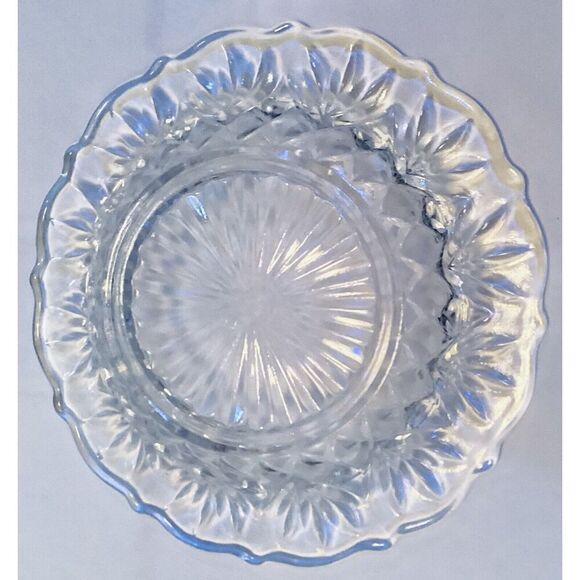 Vintage Anchor Hocking Round Butter Dish Prescut Clear "Pineapple Pattern 1960 - Picture 4 of 7